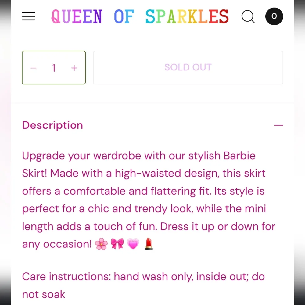 Queen of Sparkles barbie pink skirt new with tags